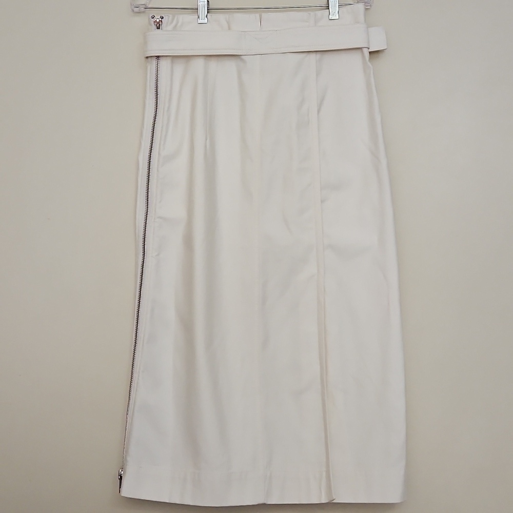 3.1 Phillip Lim Eggshell Belted Cotton Zip Side Midi Skirt Sz 4 Womens - Picture 6 of 8